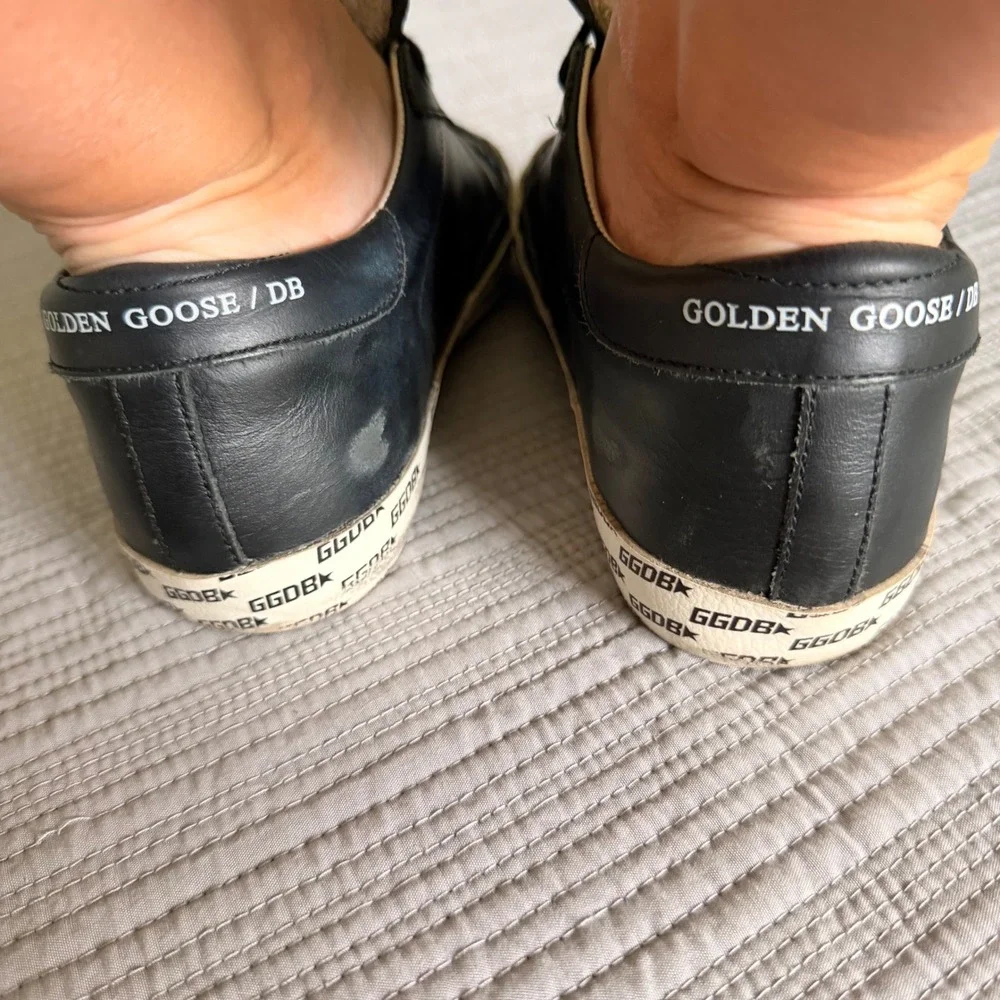 Golden Goose Super-Star Black Leather Studded Star‎ Private Edition Sneakers 35